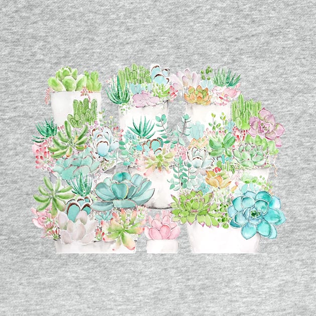 botanical succulent and cactus garden watercolor by colorandcolor